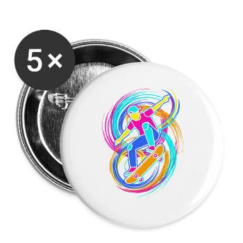 Skateboarders - Buttons large 2.2''/56 mm (5-pack) - white - Front