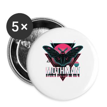  Mothman Retro Synthwave Kryptid Urban Legend 80er - Buttons groß 56 mm (5er Pack) - Weiß - Vorne