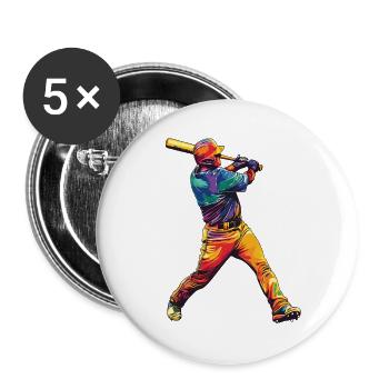 Grève du baseball - Lot de 5 grands badges (56 mm) - blanc - Devant