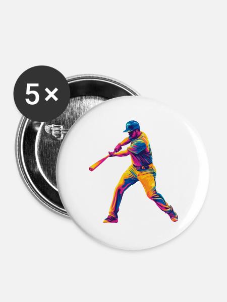Baseball - Buttons groß 56 mm (5er Pack) - Weiß
