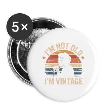 Je ne suis pas vieille, je suis l’humour de grand-mère vintage - Lot de 5 grands badges (56 mm) - blanc - Devant