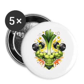 Strong Leek Bodybuilder Illustration - Buttons large 2.2''/56 mm (5-pack) - white - Front