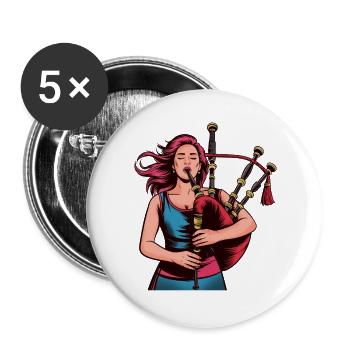 Bagpipe rocker in focus - Buttons large 2.2''/56 mm (5-pack) - white - Front