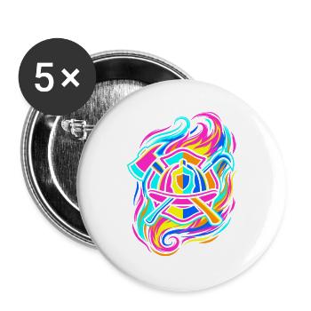Emblème du pompier - Lot de 5 grands badges (56 mm) - blanc - Devant