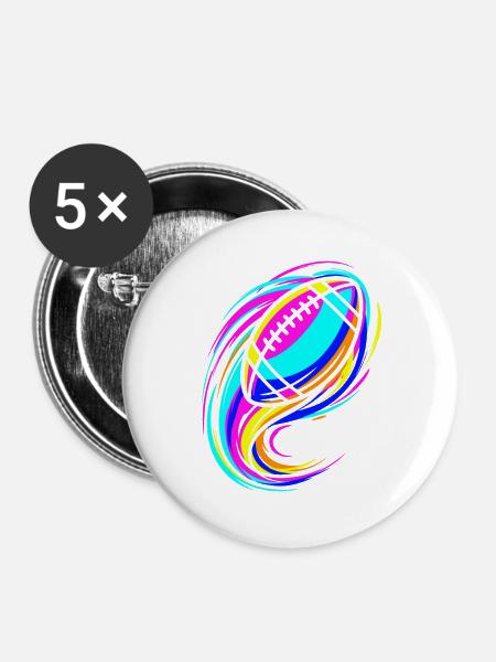 American Football - Buttons groß 56 mm (5er Pack) - Weiß