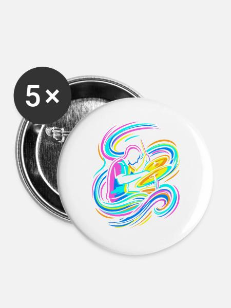 Bunter Trommler - Buttons groß 56 mm (5er Pack) - Weiß