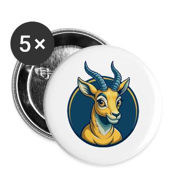 Antelope Kawaii Maskottchen Cartoon Clipart Logo Abzeichen - Buttons groß 56 mm (5er Pack) - Weiß - Vorne