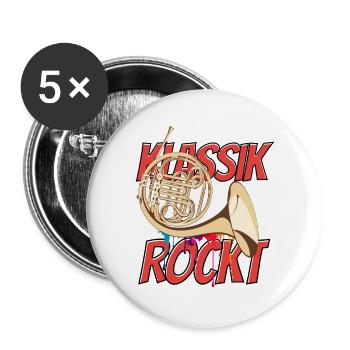 Waldhorn Klassik Rockt Orchester Hornist - Buttons groß 56 mm (5er Pack) - Weiß - Vorne