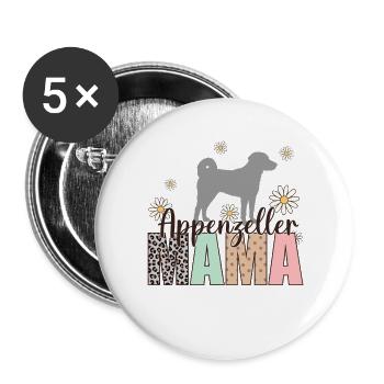Maman de chien de montagne Appenzeller avec des fleurs - Lot de 5 grands badges (56 mm) - blanc - Devant