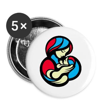 Mother and Child Color Block Style - Buttons large 2.2''/56 mm (5-pack) - white - Front