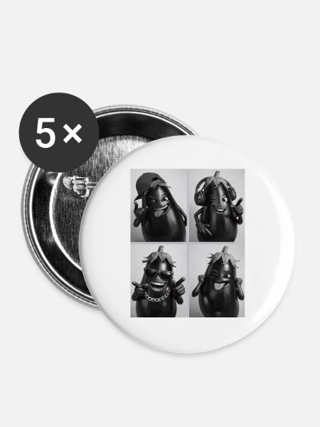 Eggplant - Buttons groß 56 mm (5er Pack) - Weiß