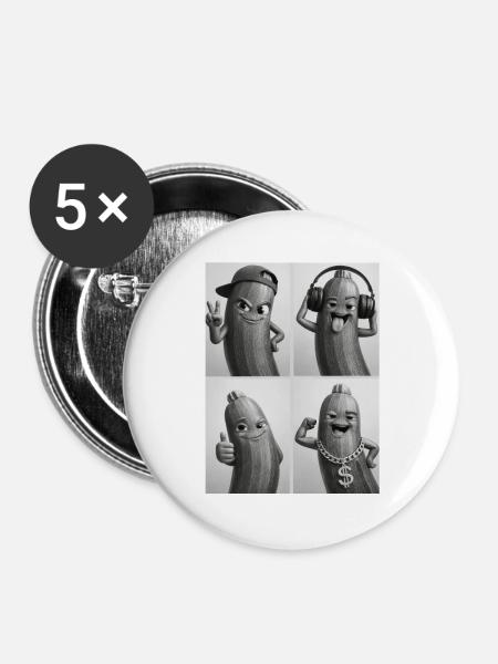 Zucchini - Buttons groß 56 mm (5er Pack) - Weiß