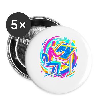 architecte - Lot de 5 grands badges (56 mm) - blanc - Devant
