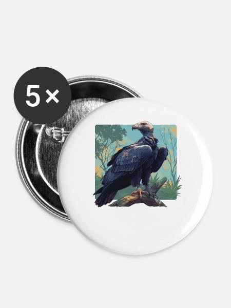 Geier - Buttons groß 56 mm (5er Pack) - Weiß