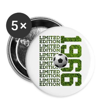 LIMITED EDITION 1966 FUßBALL 60. GEBURTSTAG - Buttons groß 56 mm (5er Pack) - Weiß - Vorne