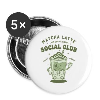 Matcha Latte Social Club Join Our Ceremony Green - Buttons large 2.2''/56 mm (5-pack) - white - Front