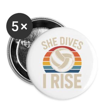 Drôle de cadeau de volley-ball en prononçant le volley-ball - Lot de 5 grands badges (56 mm) - blanc - Devant