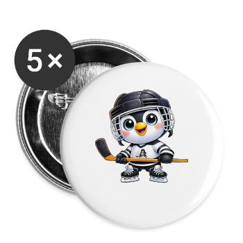 Süßer Pinguin Eishockeyspieler Cartoon Sport - Buttons large 2.2''/56 mm (5-pack) - white - Front