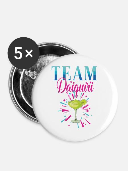 Junggesellinnenabschied Cocktail Team Daiquiri - Buttons groß 56 mm (5er Pack) - Weiß
