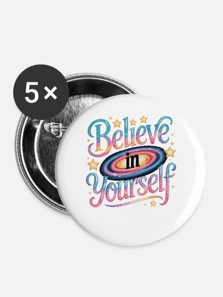 Believe in Yourself - Galaxy - Buttons groß 56 mm (5er Pack) - Weiß