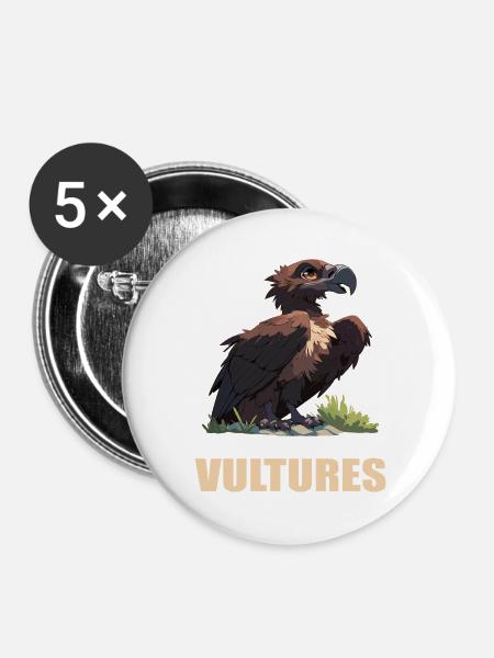 Geier - Buttons groß 56 mm (5er Pack) - Weiß