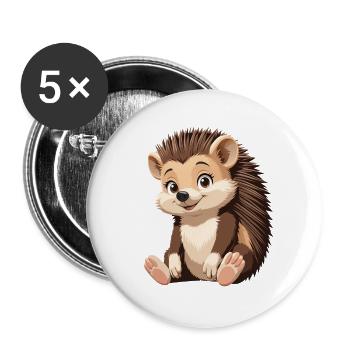 Kuscheliger Igel Illustration - Buttons groß 56 mm (5er Pack) - Weiß - Vorne