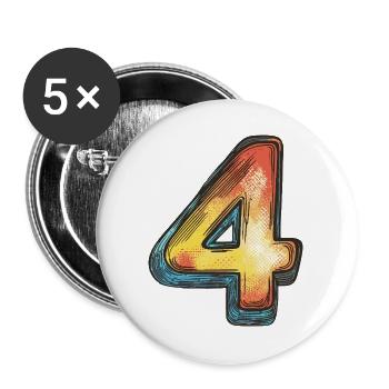4 Number Colorful - Buttons large 2.2''/56 mm (5-pack) - white - Front