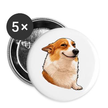Smug Corgi – Chef's Eye with Attitude - Buttons large 2.2''/56 mm (5-pack) - white - Front