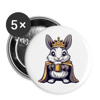 Le Roi de la Bière Lapin - Lot de 5 grands badges (56 mm) - blanc - Devant