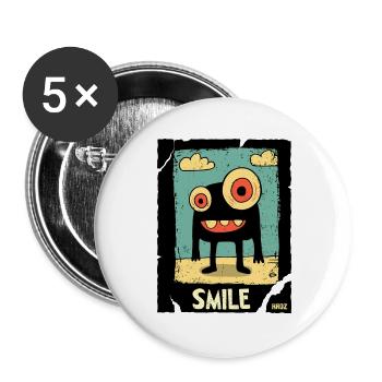 One-eyed monster in the sand - Buttons large 2.2''/56 mm (5-pack) - white - Front