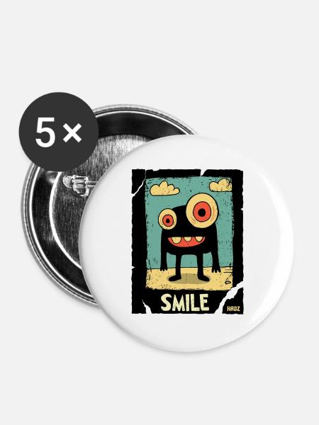 Einäugiges Monster im Sand - Buttons groß 56 mm (5er Pack) - Weiß