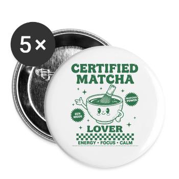 Certified Matcha Lover Energy Focus Calm Matcha - Buttons large 2.2''/56 mm (5-pack) - white - Front