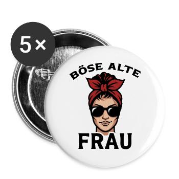 Nasty Old Woman with Sunglasses with Scarf - Buttons large 2.2''/56 mm (5-pack) - white - Front