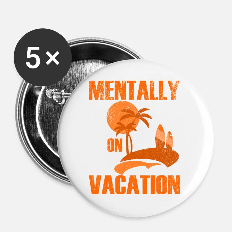 Mental Vacation Palm Beach Scene - Buttons large 2.2''/56 mm (5-pack) - white
