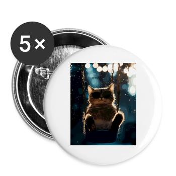 Katzenswing im Nachtlicht - Buttons groß 56 mm (5er Pack) - Weiß - Vorne
