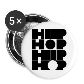 Hip-Hop-Mut typografisches Logodesign - Buttons groß 56 mm (5er Pack) - Weiß - Vorne