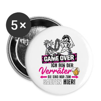 Groom Costume Bachelor Party Men's T-Shirt Rumble - Buttons large 2.2''/56 mm (5-pack) - white - Front