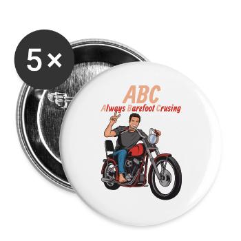 ABC Always Barefoot Cruising Motorcycle - Buttons large 2.2''/56 mm (5-pack) - white - Front