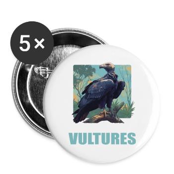 Geier - Buttons groß 56 mm (5er Pack) - Weiß - Vorne
