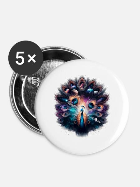 Astralpfau Cosmos - Buttons groß 56 mm (5er Pack) - Weiß