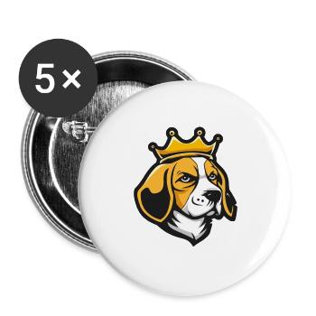 Couronne de chien beagle - Lot de 5 grands badges (56 mm) - blanc - Devant