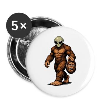Bigfoot Alien Sasquatch UFO Science Fiction - Buttons large 2.2''/56 mm (5-pack) - white - Front