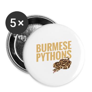 Burmesischer Python-Stoff Reptilien-Foos-Schlangenbesitzer - Buttons groß 56 mm (5er Pack) - Weiß - Vorne