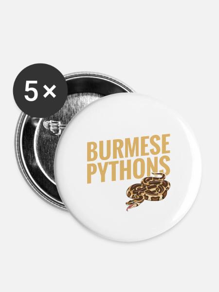 Burmesischer Python-Stoff Reptilien-Foos-Schlangenbesitzer - Buttons groß 56 mm (5er Pack) - Weiß