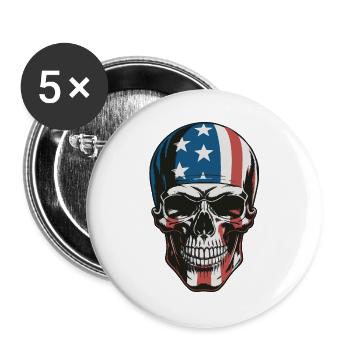 USA Totenkopf - Design du Crâne Patriote - Lot de 5 grands badges (56 mm) - blanc - Devant