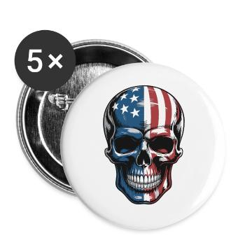 USA Totenkopf - Design du Crâne Patriote - Lot de 5 grands badges (56 mm) - blanc - Devant
