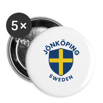 Jönköpinger Schild Schwedisches Kreuz - Buttons groß 56 mm (5er Pack) - Weiß - Vorne