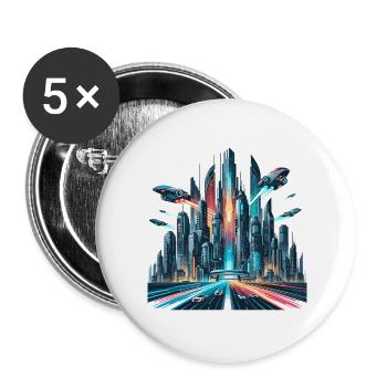 Neon city of the future - Buttons large 2.2''/56 mm (5-pack) - white - Front
