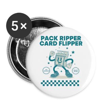 Pack Ripper Card Flipper Trading Card Booster Pack - Buttons groß 56 mm (5er Pack) - Weiß - Vorne