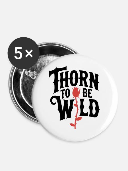 Rosenwild - Buttons groß 56 mm (5er Pack) - Weiß